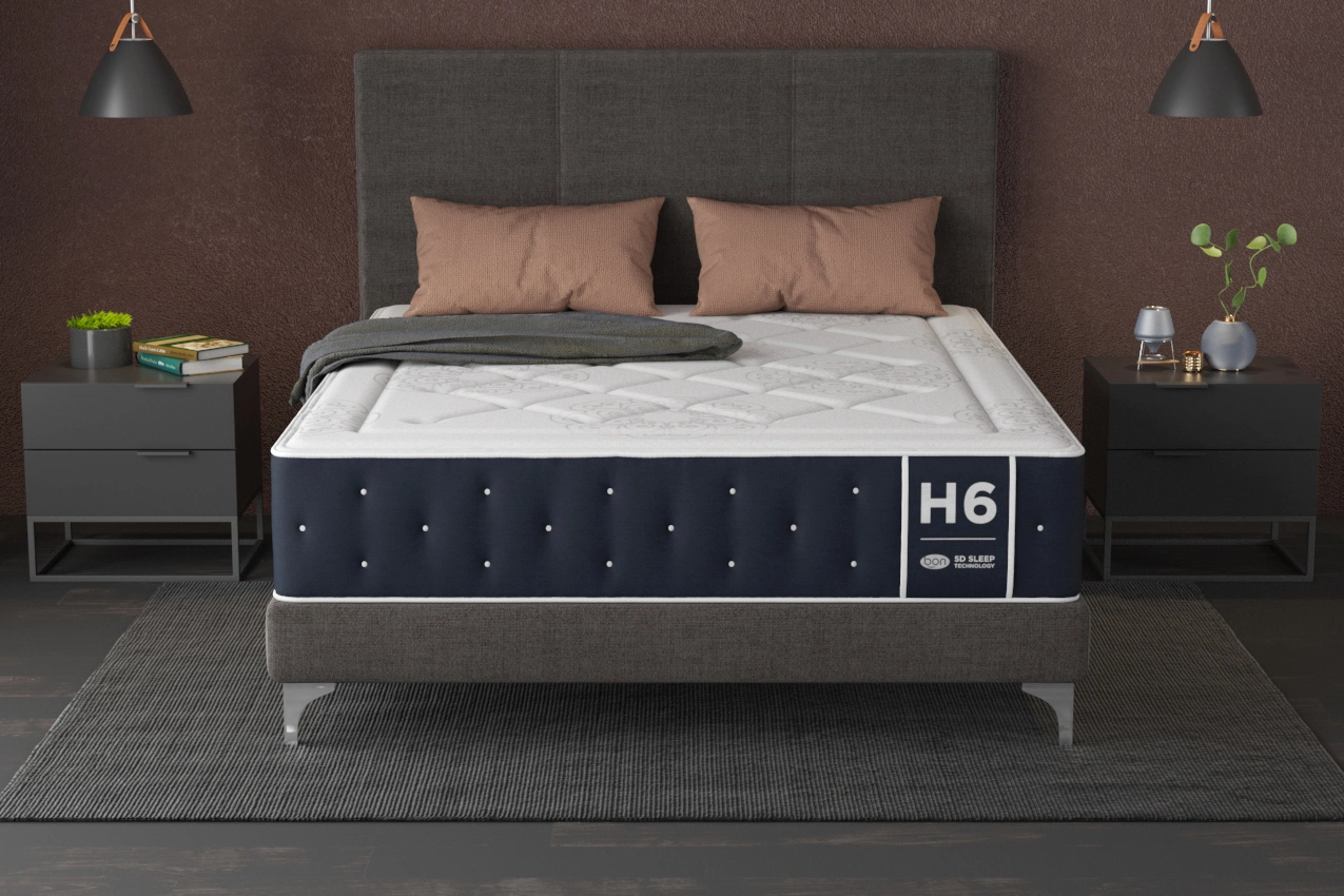 Colchón de muelles ensacados H6 en una cama